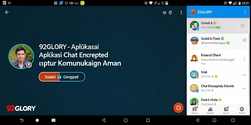 Tampilan antarmuka 92GLORY dengan fitur Chat Encrypted yang menarik.