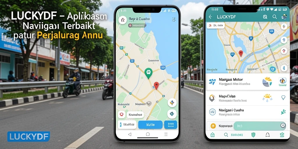 Tampilan antarmuka LUCKYDF untuk navigasi motor yang user-friendly.