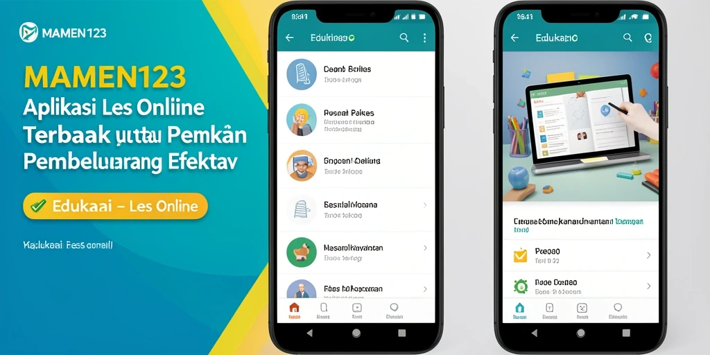 Tampilan antarmuka aplikasi Les Online MAMEN123 yang interaktif dan user-friendly.