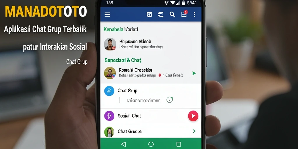 Tampilan antarmuka pengguna MANADOTOTO dengan fungsi Chat Grup yang mudah dipahami.