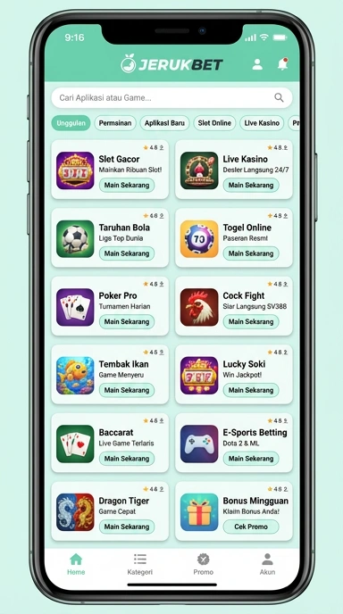Tampilan katalog aplikasi jerukbet